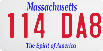 MA license plate 114DA8