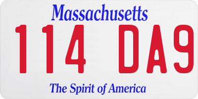 MA license plate 114DA9