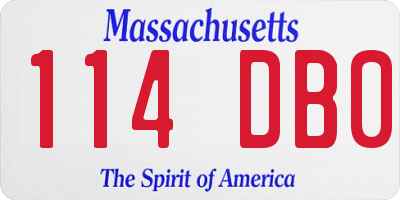 MA license plate 114DB0