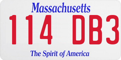 MA license plate 114DB3