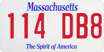 MA license plate 114DB8