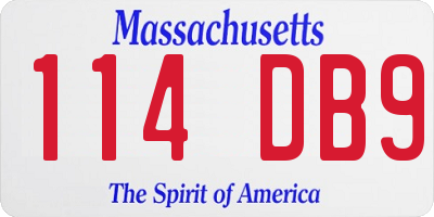 MA license plate 114DB9