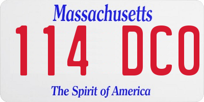 MA license plate 114DC0