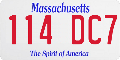 MA license plate 114DC7