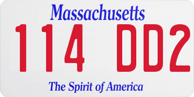 MA license plate 114DD2