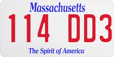 MA license plate 114DD3