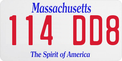 MA license plate 114DD8