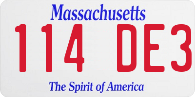 MA license plate 114DE3
