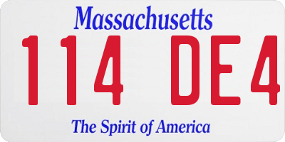 MA license plate 114DE4