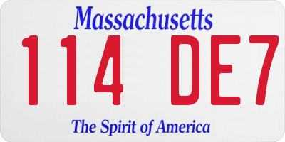 MA license plate 114DE7