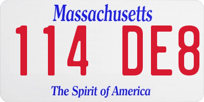 MA license plate 114DE8