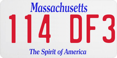 MA license plate 114DF3