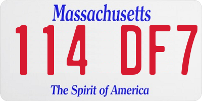 MA license plate 114DF7