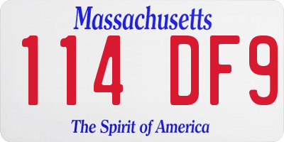 MA license plate 114DF9