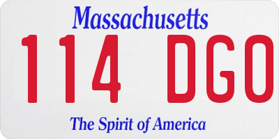 MA license plate 114DG0