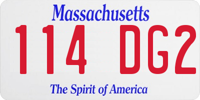 MA license plate 114DG2
