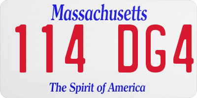 MA license plate 114DG4