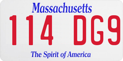 MA license plate 114DG9