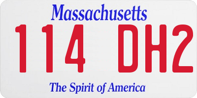 MA license plate 114DH2