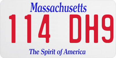 MA license plate 114DH9