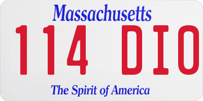 MA license plate 114DI0