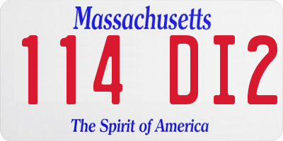 MA license plate 114DI2