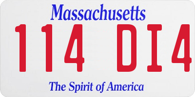 MA license plate 114DI4