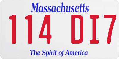 MA license plate 114DI7