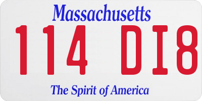 MA license plate 114DI8