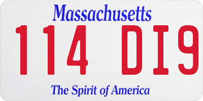 MA license plate 114DI9