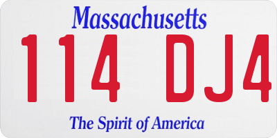 MA license plate 114DJ4