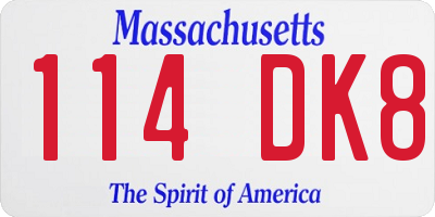 MA license plate 114DK8