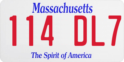 MA license plate 114DL7