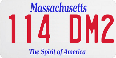 MA license plate 114DM2