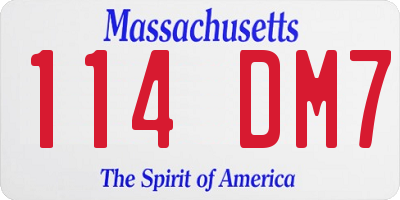 MA license plate 114DM7