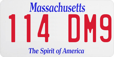MA license plate 114DM9