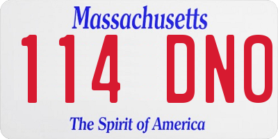 MA license plate 114DN0