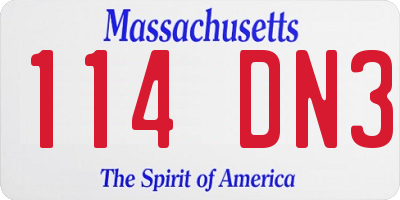 MA license plate 114DN3