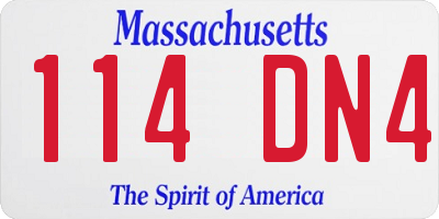 MA license plate 114DN4