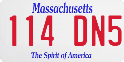 MA license plate 114DN5