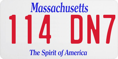 MA license plate 114DN7