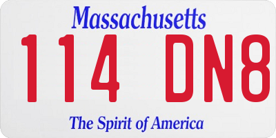 MA license plate 114DN8