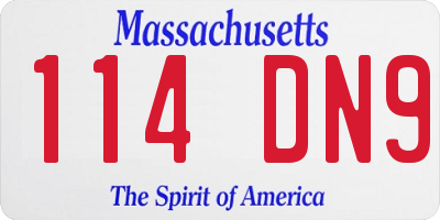 MA license plate 114DN9