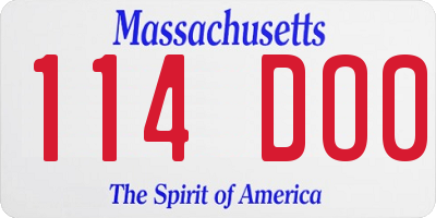 MA license plate 114DO0
