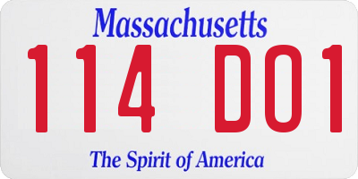 MA license plate 114DO1