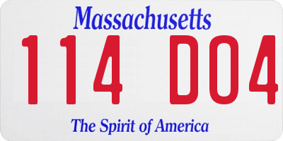 MA license plate 114DO4