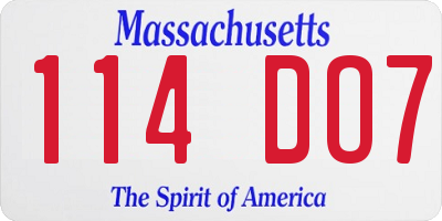 MA license plate 114DO7