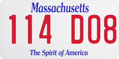 MA license plate 114DO8