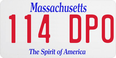 MA license plate 114DP0