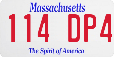 MA license plate 114DP4